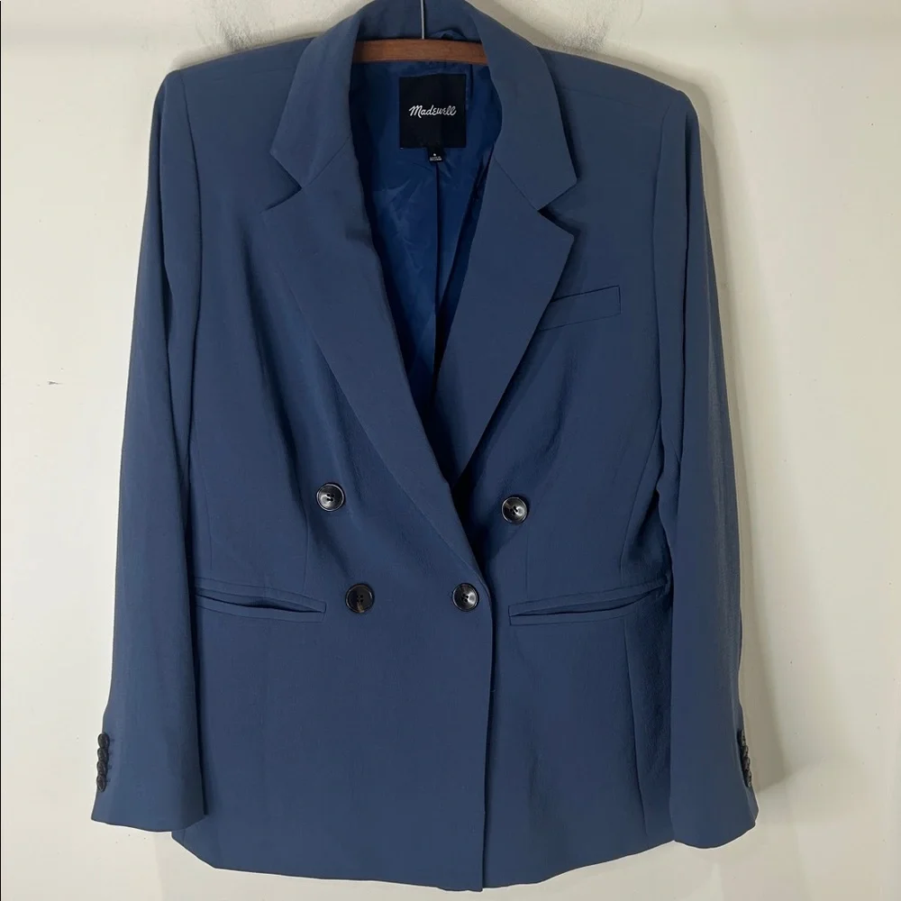 MADEWELL The Rosedale Blazer in Crepe Slate Blue Size 8 - Picture 16 of 16